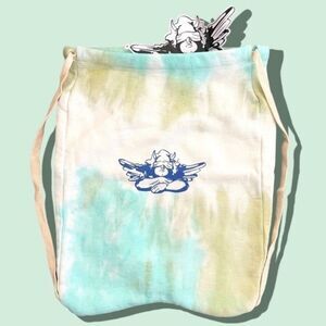 Boys lie unreleased drawstring cotton green tie dye bag/ backpack,tote.